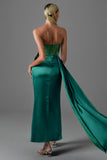 kamames Haliya Crystallized Corset High Slit Gown - Green