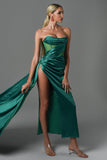 kamames Haliya Crystallized Corset High Slit Gown - Green