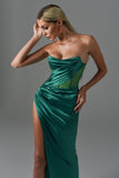 kamames Haliya Crystallized Corset High Slit Gown - Green