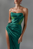 kamames Haliya Crystallized Corset High Slit Gown - Green