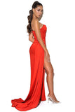 kamames Haliya Crystallized Corset High Slit Gown - Red