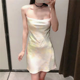 Kamames  Summer Slip Dress Women Za  Tie Dye Satin Short Woman Dresses Strappy Sexy Backless Strap Mini Dress Club Party Dresses