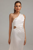 kamames Hlasa One Shoulder Pleated Satin Dress