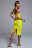 kamames Irana Yellow Midi Bandage Dress