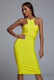 kamames Irana Yellow Midi Bandage Dress