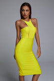 kamames Irana Yellow Midi Bandage Dress