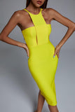 kamames Irana Yellow Midi Bandage Dress