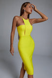 kamames Irana Yellow Midi Bandage Dress