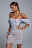 kamames Kila Lace Off Shoulder Corset Dress - Blue