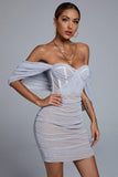 kamames Kila Lace Off Shoulder Corset Dress - Blue