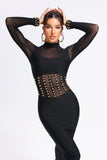 kamames Judith Mesh Black Midi Bandage Dress