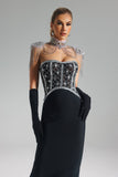 kamames Julie Diamond Embellished Maxi Bandage Dress