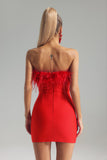 Kamames Julie Strapless Feather Mini Bandage Dress