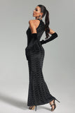 Kamames Kathryn Diamante Velvet Maxi Dress