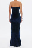 kamames Kristin Sequins Velvet Dress-Blue