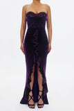 kamames Kristin Sequins Velvet Dress-Purple