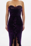 kamames Kristin Sequins Velvet Dress-Purple