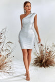 kamames Lika Metallic Mini Bandage Dress - Silver