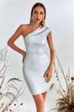 kamames Lika Metallic Mini Bandage Dress - Silver