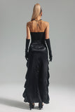 Kamames Melissa Strapless Flounced Maxi Dress-Black