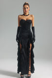 Kamames Melissa Strapless Flounced Maxi Dress-Black