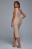 kamames Naku One Shoulder Slit Midi Bandage Dress