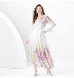 celebrity style high-end suit women's chiffon shirt temperament versatile long skirt printing two-piece set trendy