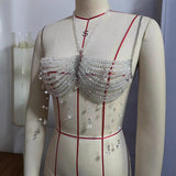 2025 Q5045Y chest chain jewel bra beaded bra chain transparent body chain top vest real shot