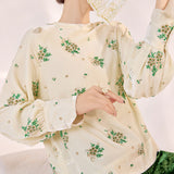 Guofeng Winter  New Flower Embroidery Bead Design Shirt Fashion Crew Neck Mulberry Silk Top MZ005