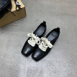 2025  Thick heel square head black lace-up small leather shoes single shoes women's shoes popular new spring and autumn retro casual loafers