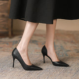2025 966-A commuter simple super high heel women's shoes soft sole side empty pointed single shoes women's solid color temperament stiletto high heels