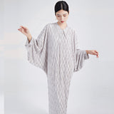 2025 dress high quality design sense loose large size Popular trade women's bat sleeve elegant dress pleated dress