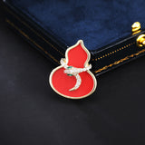 2025 Red oil drop enamel gourd brooch high-end exquisite suit coat pin accessories new Chinese zodiac snake corsage