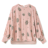 Guofeng Winter  New Flower Embroidery Bead Design Shirt Fashion Crew Neck Mulberry Silk Top MZ005