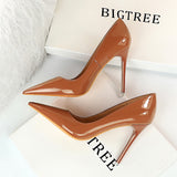 2025 9511-6  style fashionable simple thin heel super high heel patent leather shallow mouth pointed head sexy nightclub showing thin women's single shoes