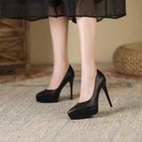 2025 1233B pointed thin heel high heels women's autumn 2025 new sexy waterproof table solid color super high heel single shoes women