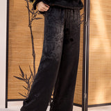New Chinese temperament acetic acid embroidered straight-leg pants winter new national style versatile design cotton trousers MY074