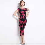 New Chinese retro improved cheongsam skirt women's popular summer new temperament short-sleeved butterfly chiffon dress