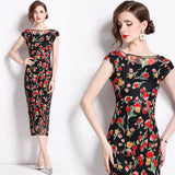 retro exquisite good-looking printed dress women's popular new women's summer dopamine wear long skirt