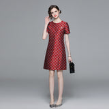 Popularan station new celebrity temperament light luxury dress heavy industry jacquard letter rabbit slim and thin dress