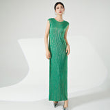 2025 Hot-style texture dress women's summer bronzing straight long dress high-end temperament elegant  dress