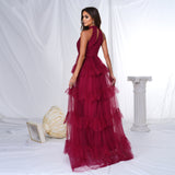 2025 sleeveless temperament round neck off-the-shoulder beach vacation long bohemian swinging dress women's clothing
