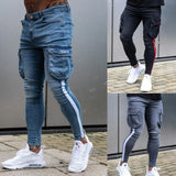 2025 2020 2025 Popular trade new men's white slim-fit ripped pants Popularan station paint webbing jeans men