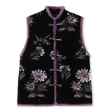 New Chinese style national style winter new buckle plant flower heavy industry embroidery design wool cotton clothes vest MY025