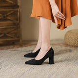 2025 8099-3 waterproof table high heels women's 2025 autumn new pointed thick heel high heels women's one-pedal women's shoes