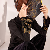 Autumn high-end new Chinese shirt  new national style embroidery cuffs gold splicing design top LZ808G