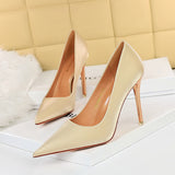 2025 1829-12  style sexy and thin thin heel super high heel satin high heel light mouth pointed high heel shoes women's single shoes