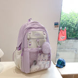 Girl Cute Backpack Contrast Color Korean Style Junior and Middle School Students School Bag Ins Style Good-looking Large-Capacity Backpack