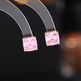 2025 S925 silver needle earrings geometric square zircon earrings niche design temperament versatile small square diamond simple stud earrings