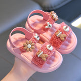 KAMAMES Girls' Sandals Summer  New Fashionable Stylish Soft Bottom Children's Beach Shoes Medium and Big Children Girls Princess Sandals